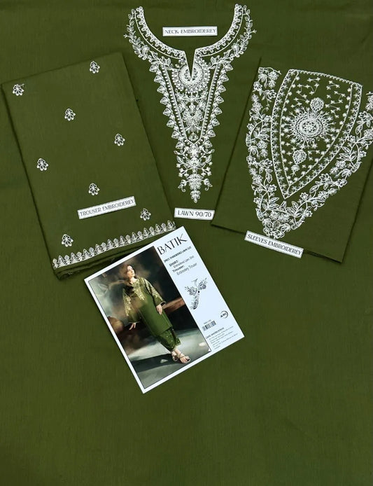 Green Embroidered 2-Piece Women's Lawn Suit for Weddings Eid