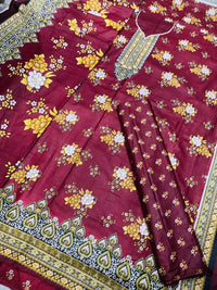 Maroon Swiss Lawn 3Pcs Printed Lawn Suit