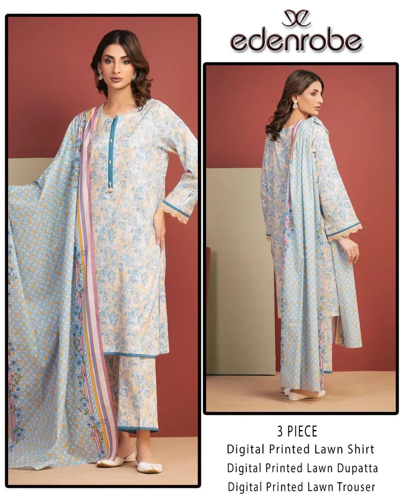 3 Piece Lawn Digital Print Suit Yellow