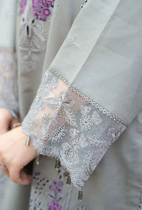 Mushq Embroidered Lawn Suit Grey with Chikenkari Dupatta