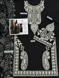 Black Embroidered 3PC Lawn Suit with Digital Printed Voil Dupatta