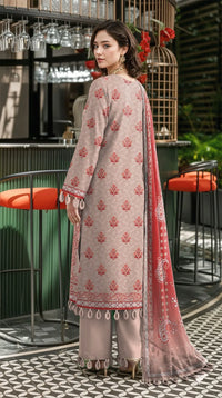 Peach Printed Lawn 3Pcs Set for Women