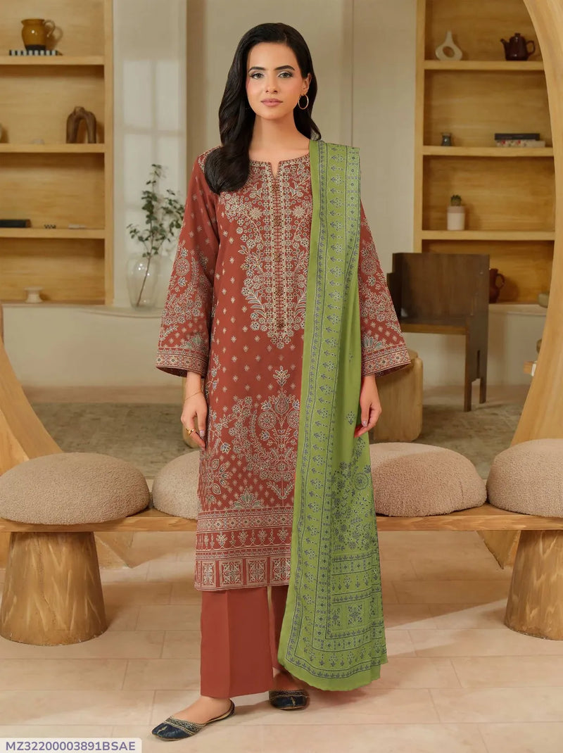 3 Pcs Women's Unstitched Printed Suit