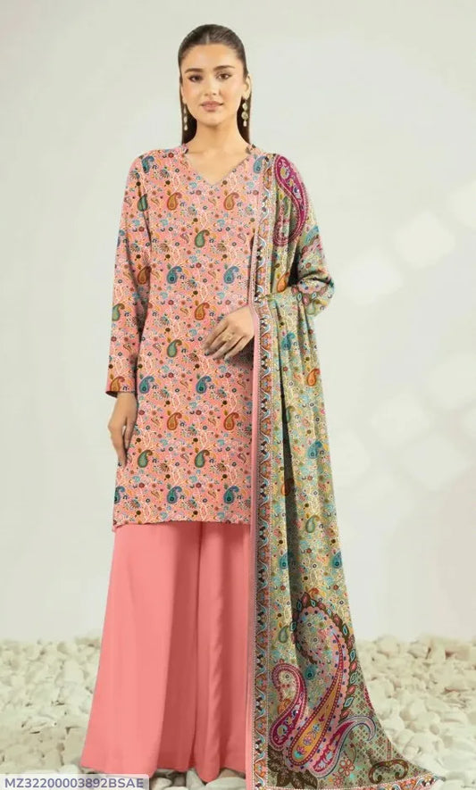 3 Pcs Women's Unstitched Printed Suit