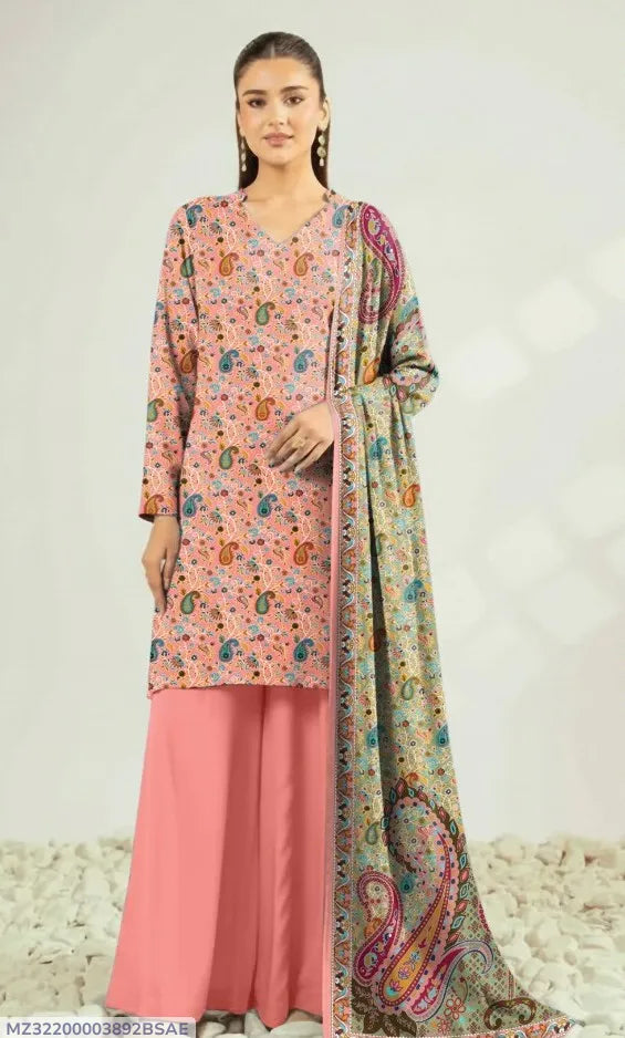 3 Pcs Women's Unstitched Printed Suit