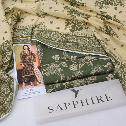 Sapphire Women's Digital Printed Lawn 3-Piece Suit Green