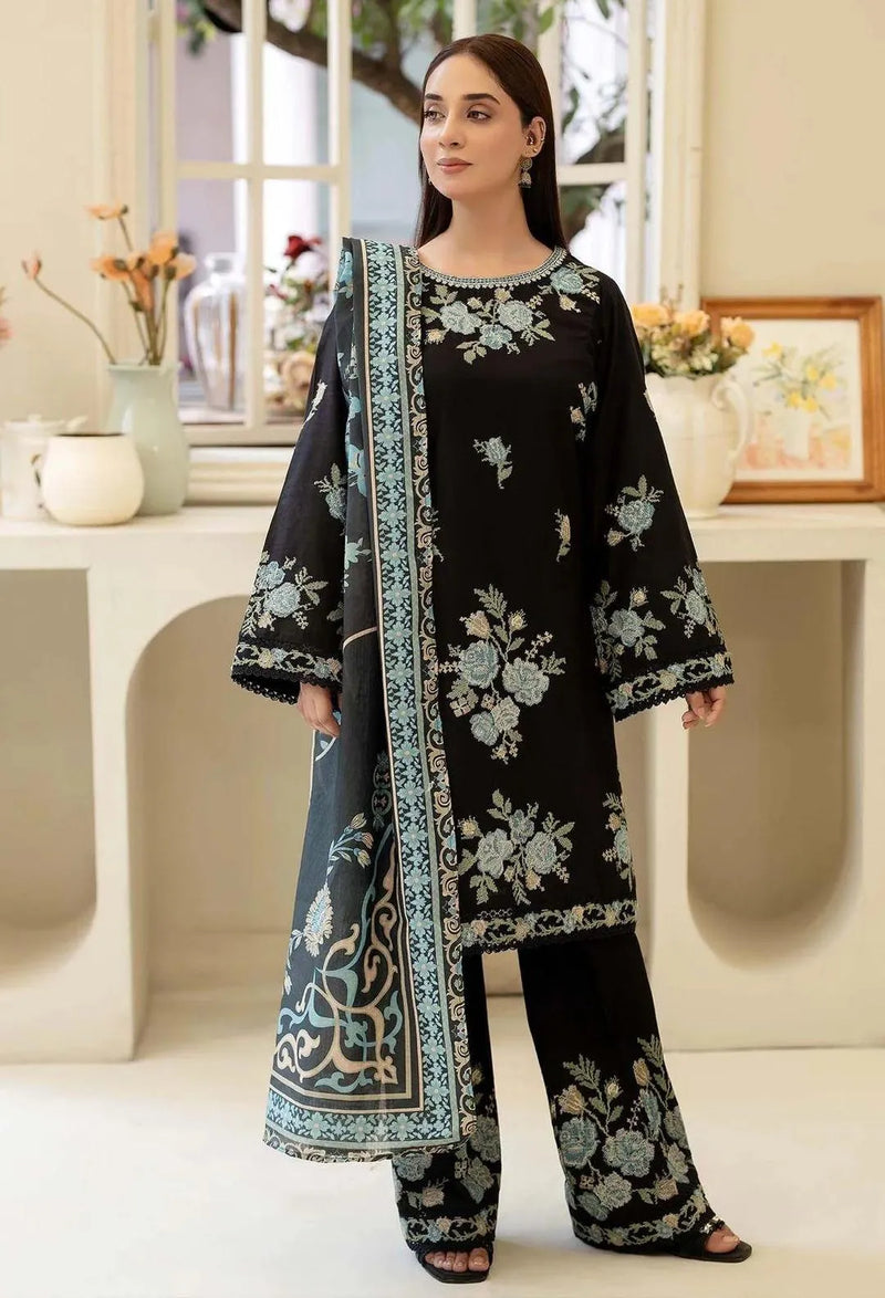 Black Embroidered 3-Piece Cotton Lawn Suit for Bakra Eid