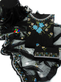 Black Embroidered 3-Piece Cotton Lawn Suit for Bakra Eid